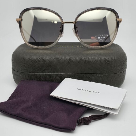 Charles & Keith CK3-71280268 Gold Titanium Frame Gold Mirror Lens Sunglasses main image 9